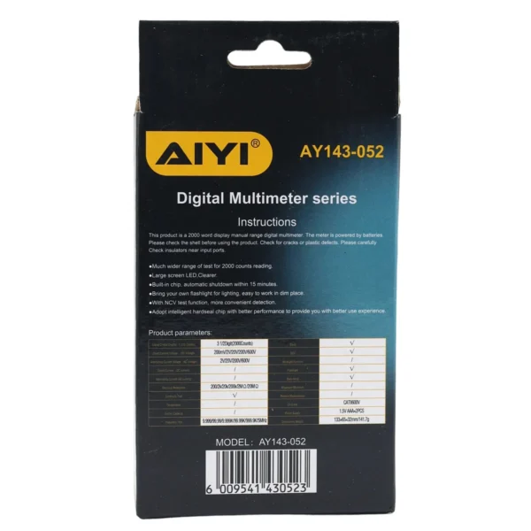 AIYI Digital Multimeter CAT II 600V AY143-052