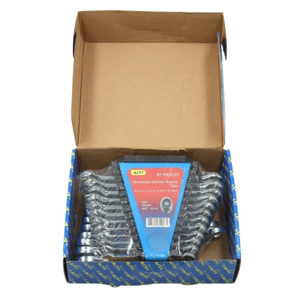 AIYI 12-Piece Reversible Ratchet Combination Spanner Set (8–19mm) AY168-812