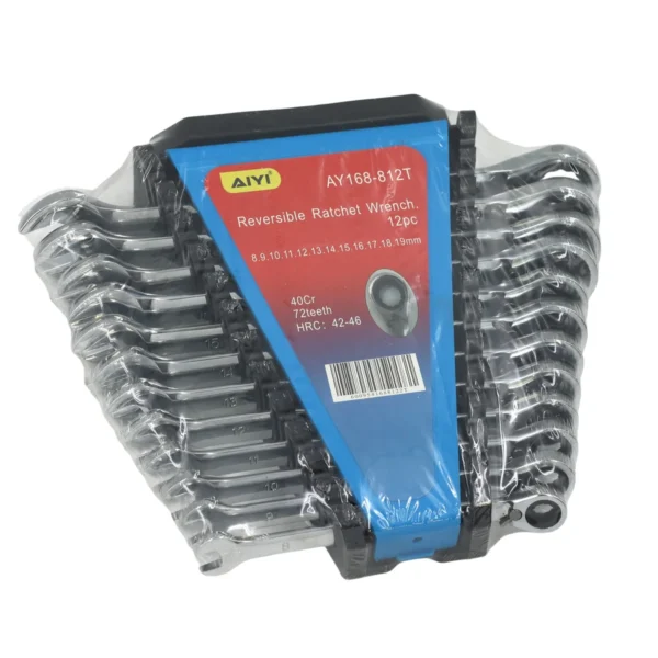 AIYI 12-Piece Reversible Ratchet Combination Spanner Set (8–19mm) AY168-812