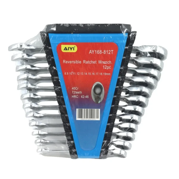 AIYI 12-Piece Reversible Ratchet Combination Spanner Set (8–19mm) AY168-812
