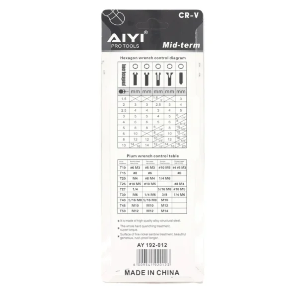 AIYI 9PC Flat driver wrench AY192-012