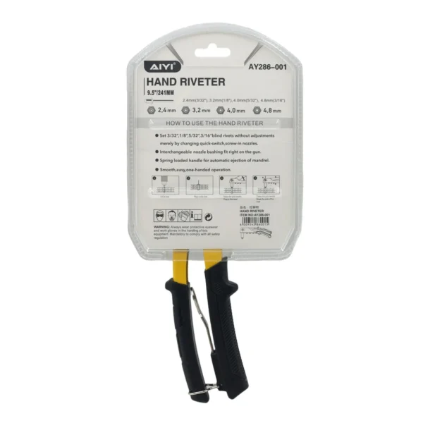 AIYI Hand Riveter 9.5-Inch (241mm) - Fits 2.4mm to 4.8mm Rivets AY286-001