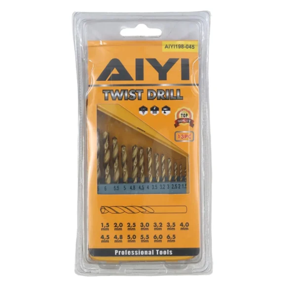 AIYI 13-Piece Twist Drill Bit Set, HSS M2 AY198-045