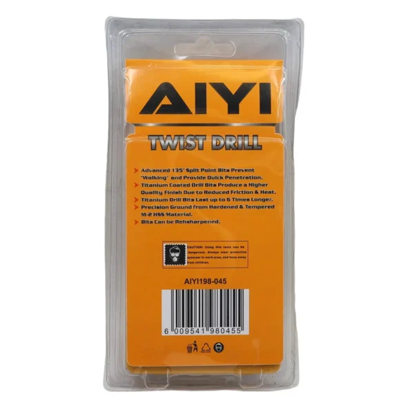 AIYI 13-Piece Twist Drill Bit Set, HSS M2 AY198-045
