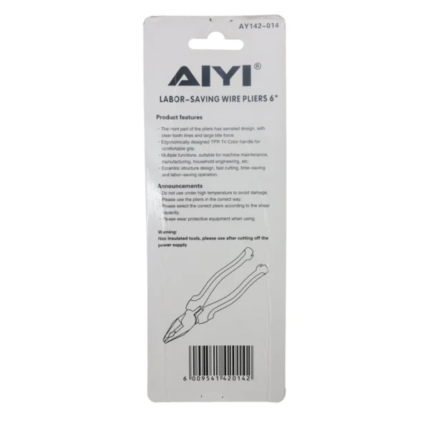 AIYI 6-Inch Combination Pliers - CRV Heavy-Duty Multi-Purpose Pliers AY142-014