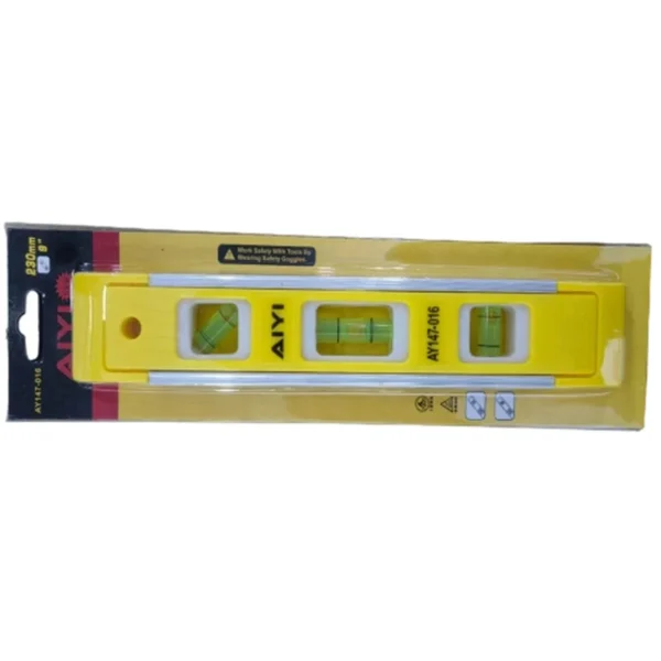 AIYI 230mm Spirit Level - 3 Vial Bubble Level Tool for Horizontal, Vertical and Angle Measurement AY147-016