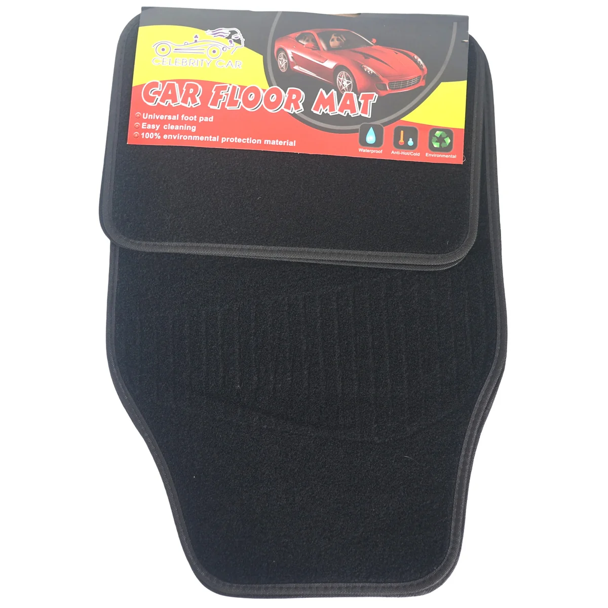 Universal Black Carpet Car Floor Mat Set – 4 Piece AY032-014 - Image 3