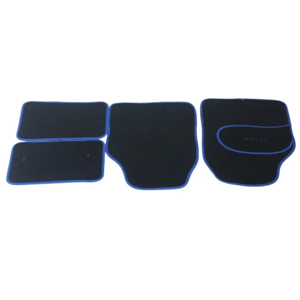 TYPER Black Carpet Car Floor Mat Set with Blue Trim – 4 Piece AY032-010