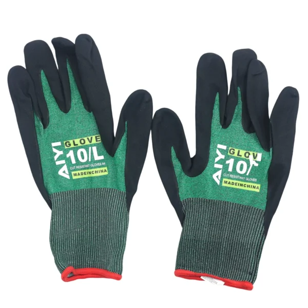 AIYI 12-Pair Anti-Cutting Work Gloves Size 10/L Grey & Black AY381-004