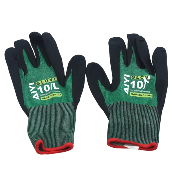 AIYI 12-Pair Anti-Cutting Work Gloves Size 10/L Grey & Black AY381-004
