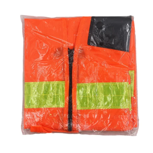 High Visibility Safety Vest L Orange with Zipper, Reflective Work Vest AY156-012