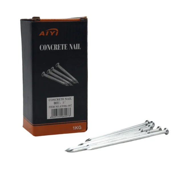 AIYI 5 Inch Concrete Nails 1kg, Heavy Duty Hardened Steel Masonry Nails AY006-007