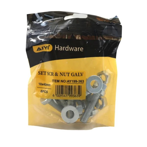 Set Scr& Nut Galv 6pcs M10*40 AY199-363