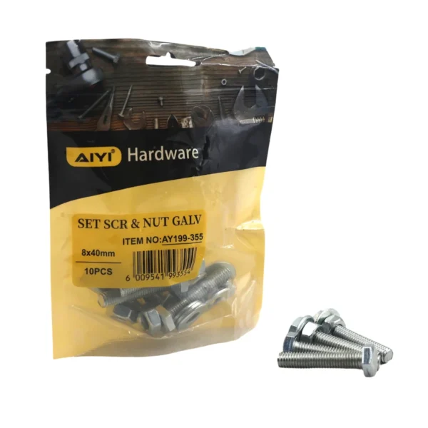 Set Scr& Nut Galv 10pcs M8*40 AY199-355