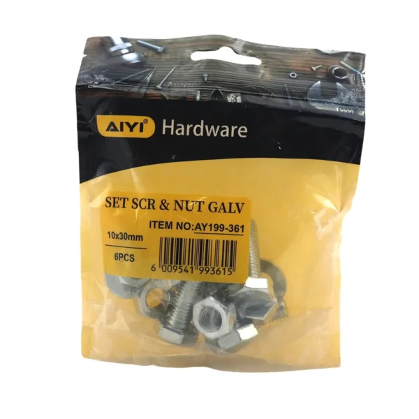 Set Scr& Nut Galv 6pcs M10*30 AY199-361