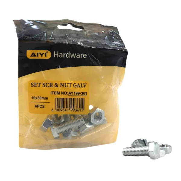 Set Scr& Nut Galv 6pcs M10*30 AY199-361