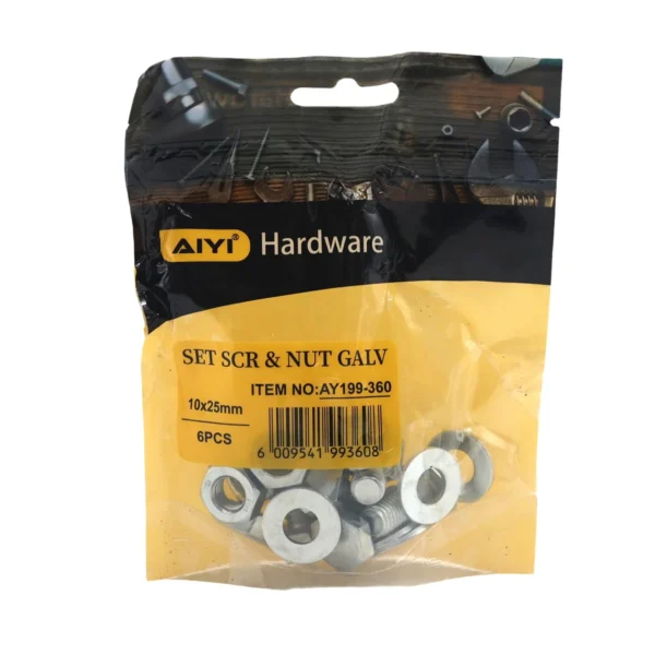 Set Scr& Nut Galv 6pcs M10*25 AY199-360