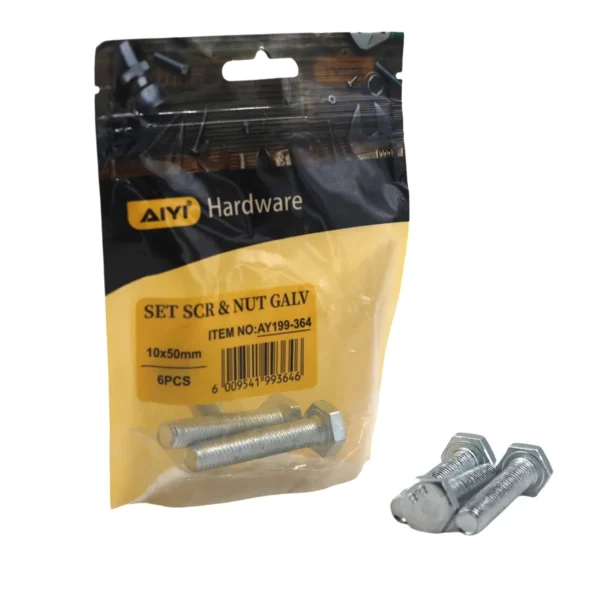 Set Scr& Nut Galv 6pcs M10*50 AY199-364