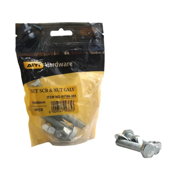 Set Scr& Nut Galv 6pcs M10*60 AY199-365