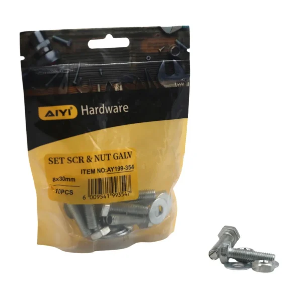 Set Scr& Nut Galv 10pcs M8*30 AY199-354