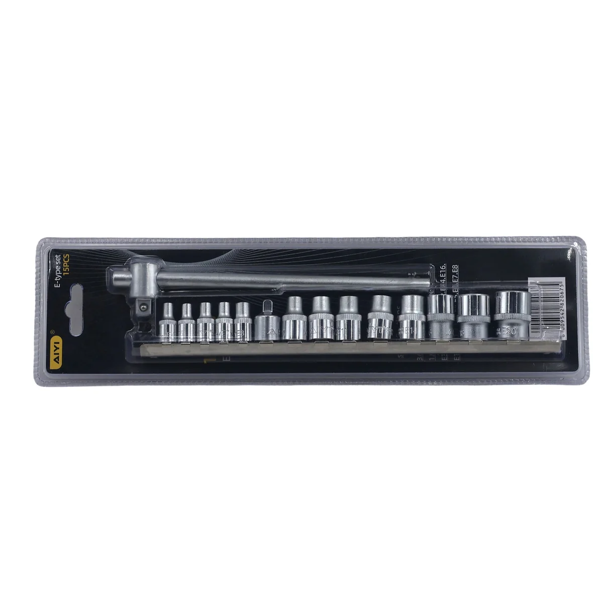 AIYI E-Torx Socket Set 15-Piece, CR-V, External Star Sockets with Sliding T-Bar & Adapter AY282-675 - Image 3