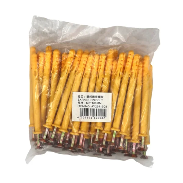 8x100mm Wall Plug & Screw Set 500g Pack, Wall Anchors AY264-008