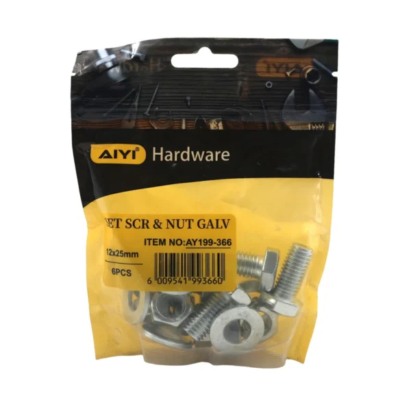 Set Scr& Nut Galv 12*25 AY199-366