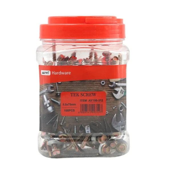 AIYI 100 Piece 5.5 x 75mm Self-Drilling Tek Screws with Washer AY199-312