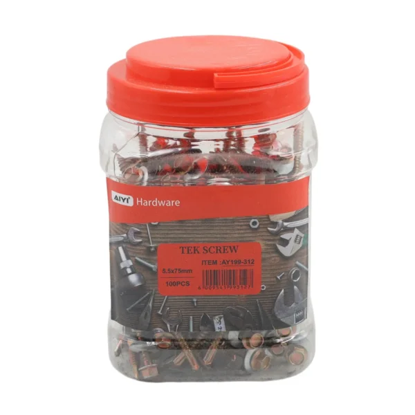 AIYI 100 Piece 5.5 x 75mm Self-Drilling Tek Screws with Washer AY199-312