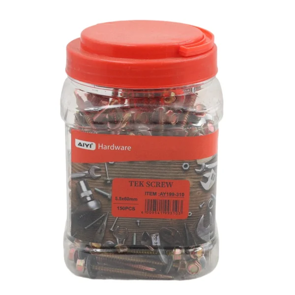 AIYI 150 Piece 5.5 x 60mm Self-Drilling Tek Screws with Washer AY199-310