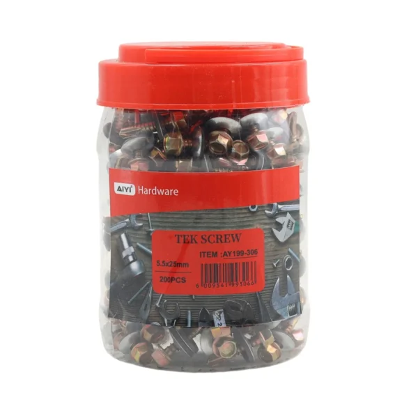 AIYI 200 Piece 5.5 x 25mm Self-Drilling Tek Screws with Washer AY199-306
