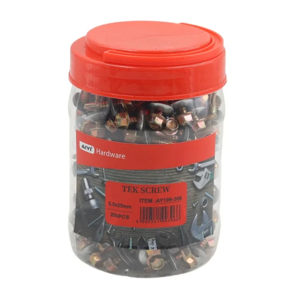 AIYI 200 Piece 5.5 x 25mm Self-Drilling Tek Screws with Washer AY199-306