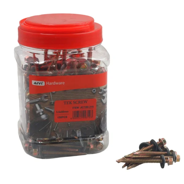 AIYI 150 Piece 5.5 x 60mm Self-Drilling Tek Screws with Washer AY199-310