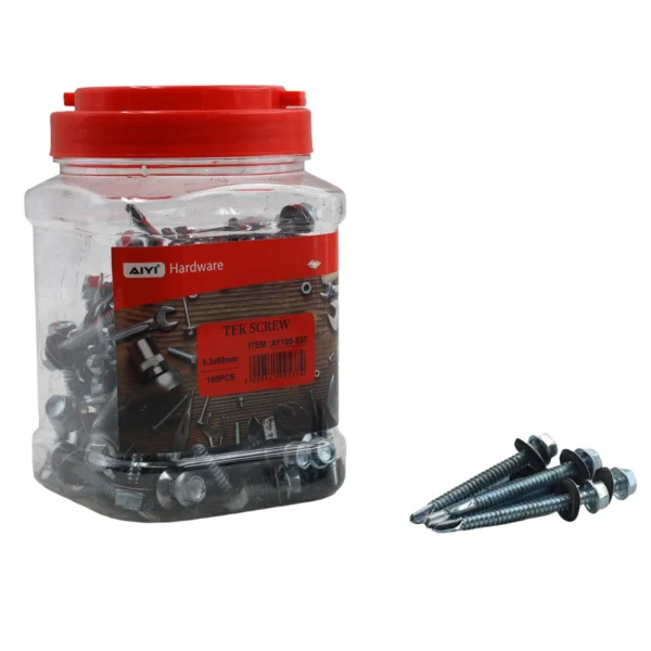 AIYI 100 Piece 6.3 x 60mm Tek Screws with Washer AY199-537