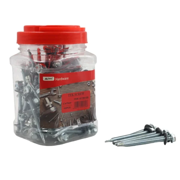 AIYI 100 Piece 6.3 x 75mm Tek Screws with Washer AY199-539