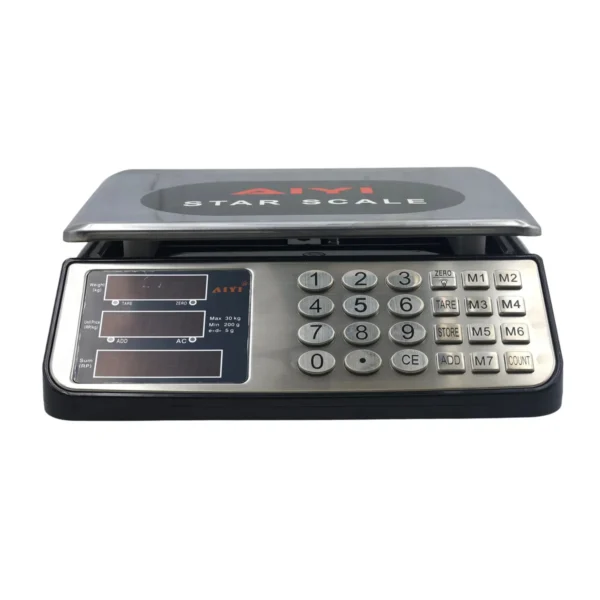 AIYI 30kg Digital Price Computing Scale - Electronic Retail Weighing Scale with Charger Included AY151-001