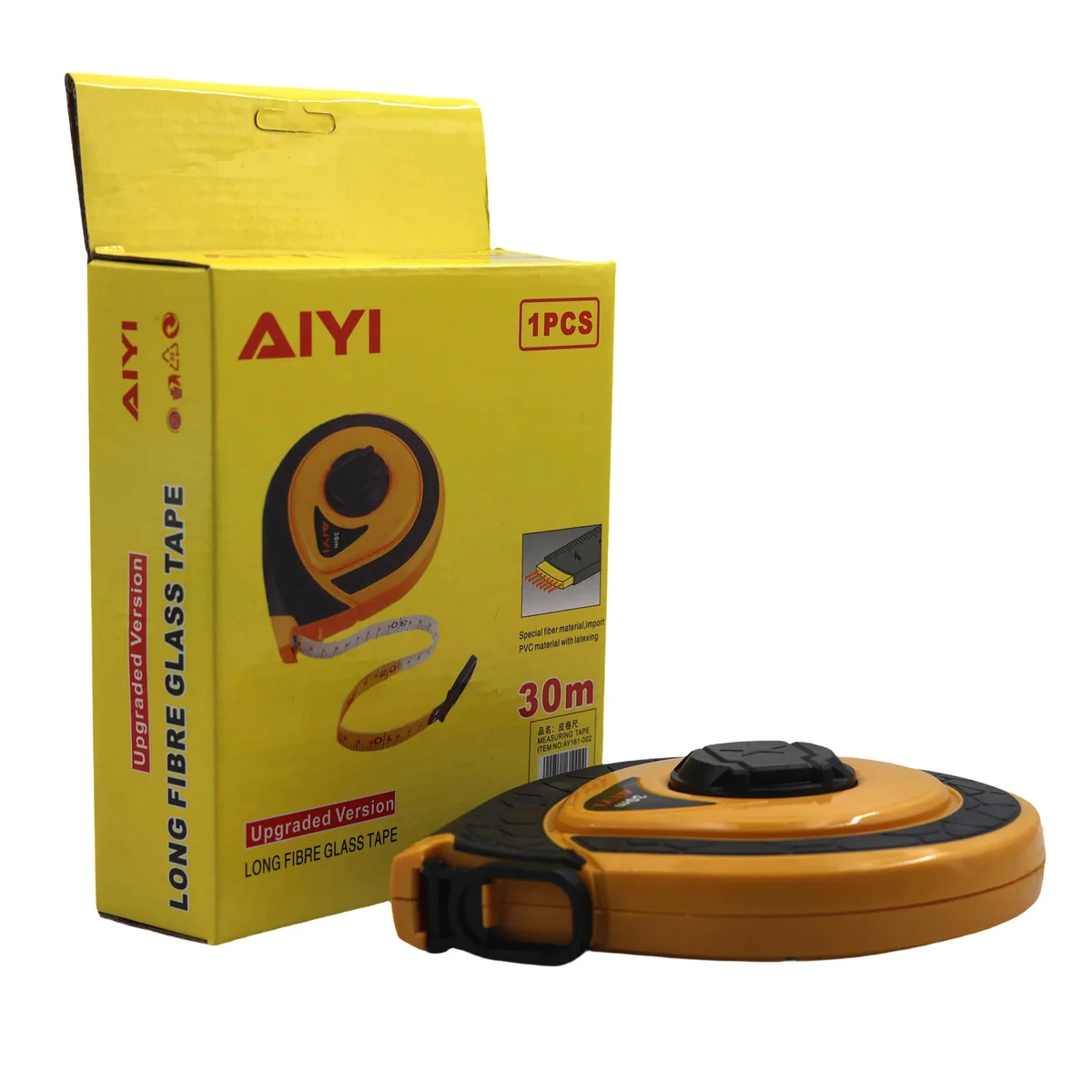 AIYI 30m Fibre Glass Measuring Tape with Reel Case AY161-002 - Image 3