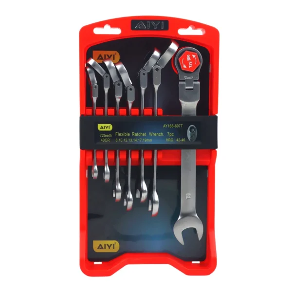 AIYI 7-Piece Flexible Head Ratchet Spanner Set, 8 to 19mm AY168-607T