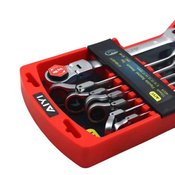 AIYI 7-Piece Flexible Head Ratchet Spanner Set, 8 to 19mm AY168-607T