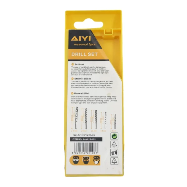 5pcs Masonry drill set(4,5,6,8,10mm) AY025-105