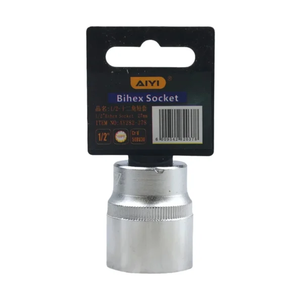 1/2" Bihex socket short 12PT 27mm AY282-378