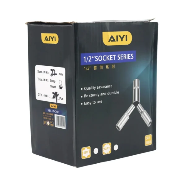 AiYi 1/2" Short hex socket 6PT 22mm AY282-101