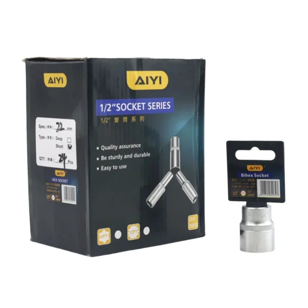 AiYi 1/2" Short hex socket 6PT 22mm AY282-101