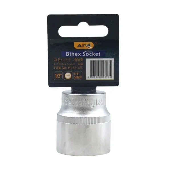 1/2" Bihex socket short 12PT 30mm AY282-385