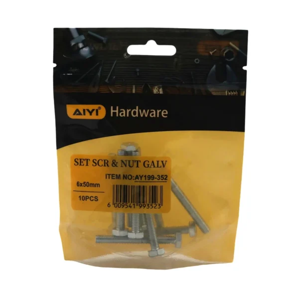 Set Scr& Nut Galv 10pcs M6*50 AY199-352