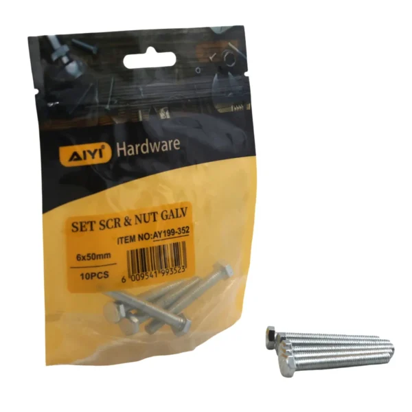 Set Scr& Nut Galv 10pcs M6*50 AY199-352