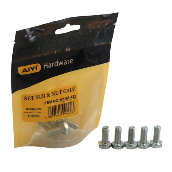 Set Scr& Nut Galv 10pcs M8*20 AY199-422