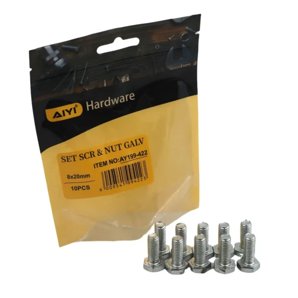 Set Scr& Nut Galv 10pcs M8*20 AY199-422