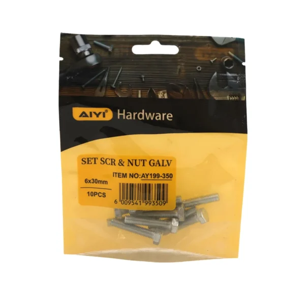 Set Scr& Nut Galv 10pcs M6*30 AY199-350