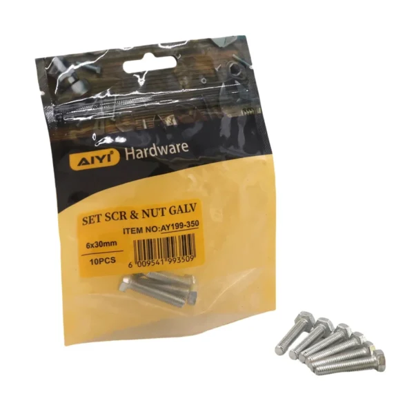 Set Scr& Nut Galv 10pcs M6*30 AY199-350